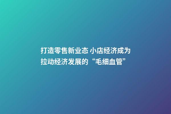 打造零售新业态 小店经济成为拉动经济发展的“毛细血管”-第1张-店铺起名-玄机派